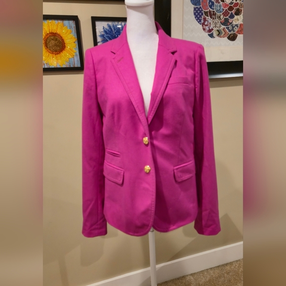J. Crew Jackets & Blazers - J. Crew 100% Wool Vibrant Pink Blazer with Gold Buttons